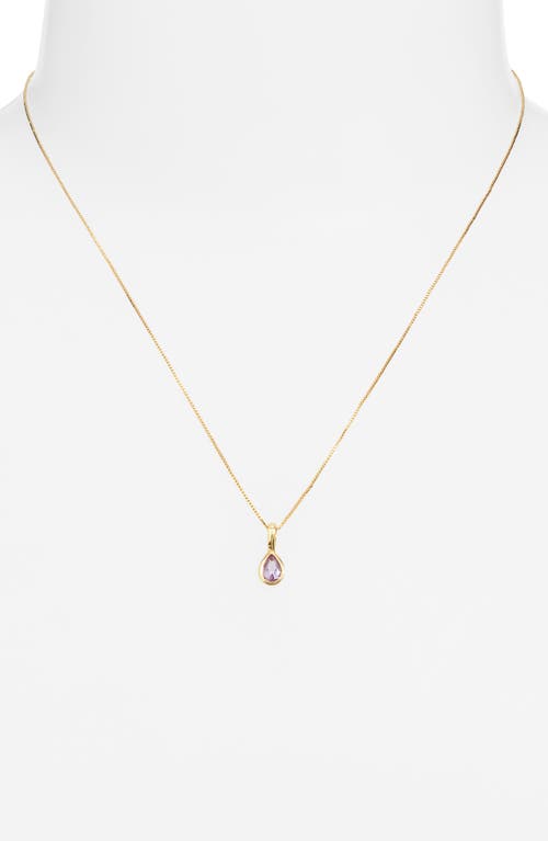 Set & Stones Teardrop Birthstone Pendant Necklace In Gold/june
