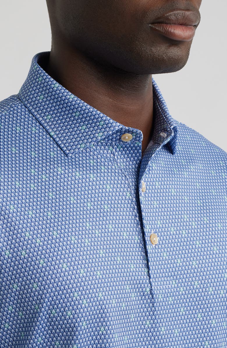Peter Millar Geometric Skull Print Performance Jersey Polo, Alternate, color, White/ Sport Navy