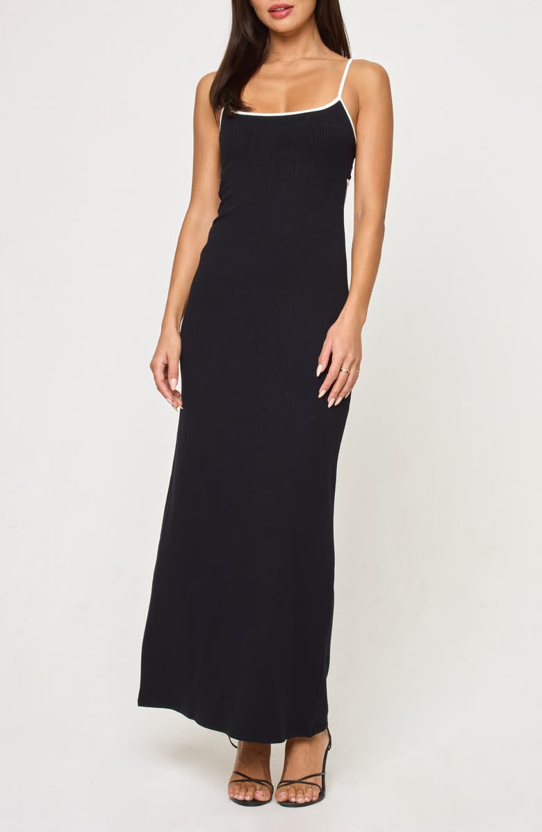 LSPACE Jordana Rib Cover-Up Maxi Dress, Main, color, Black / Cream