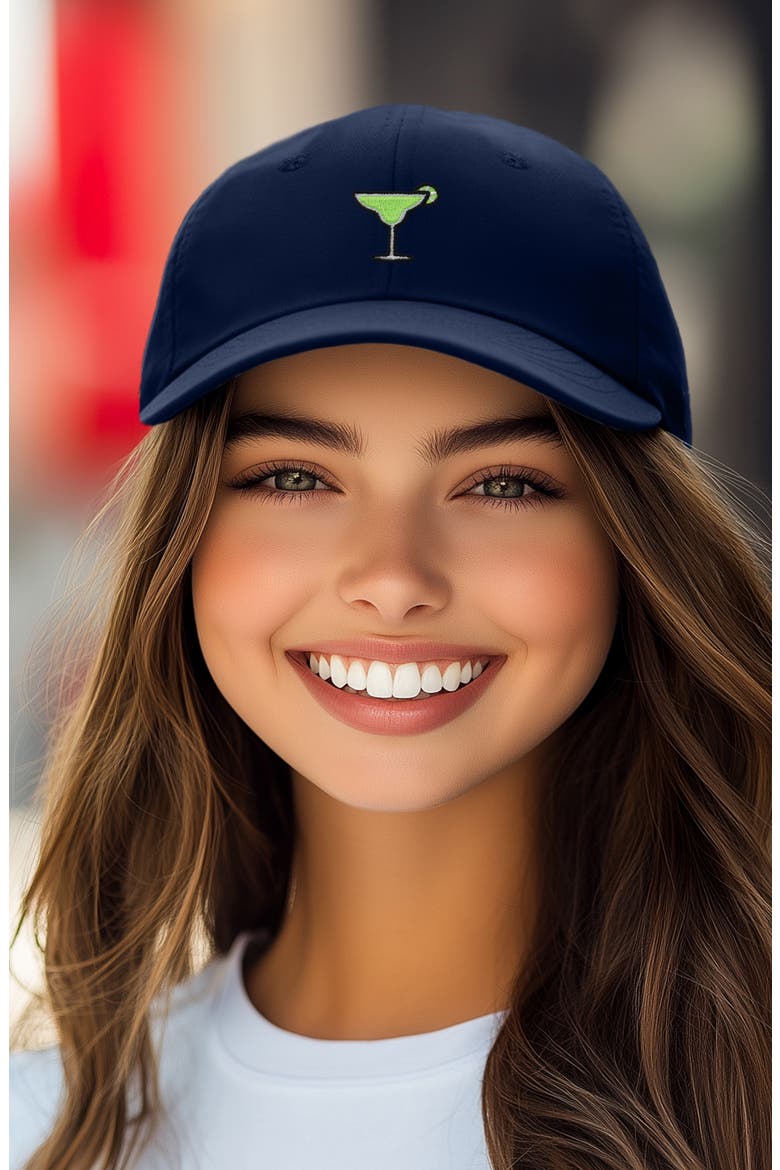 Margarita Embroidered Dad Hat, Alternate, color, Navy Blue