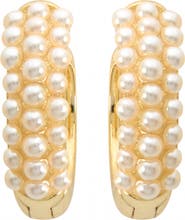 ATHRA LUXE Faux Pearl Huggie Hoop Earrings