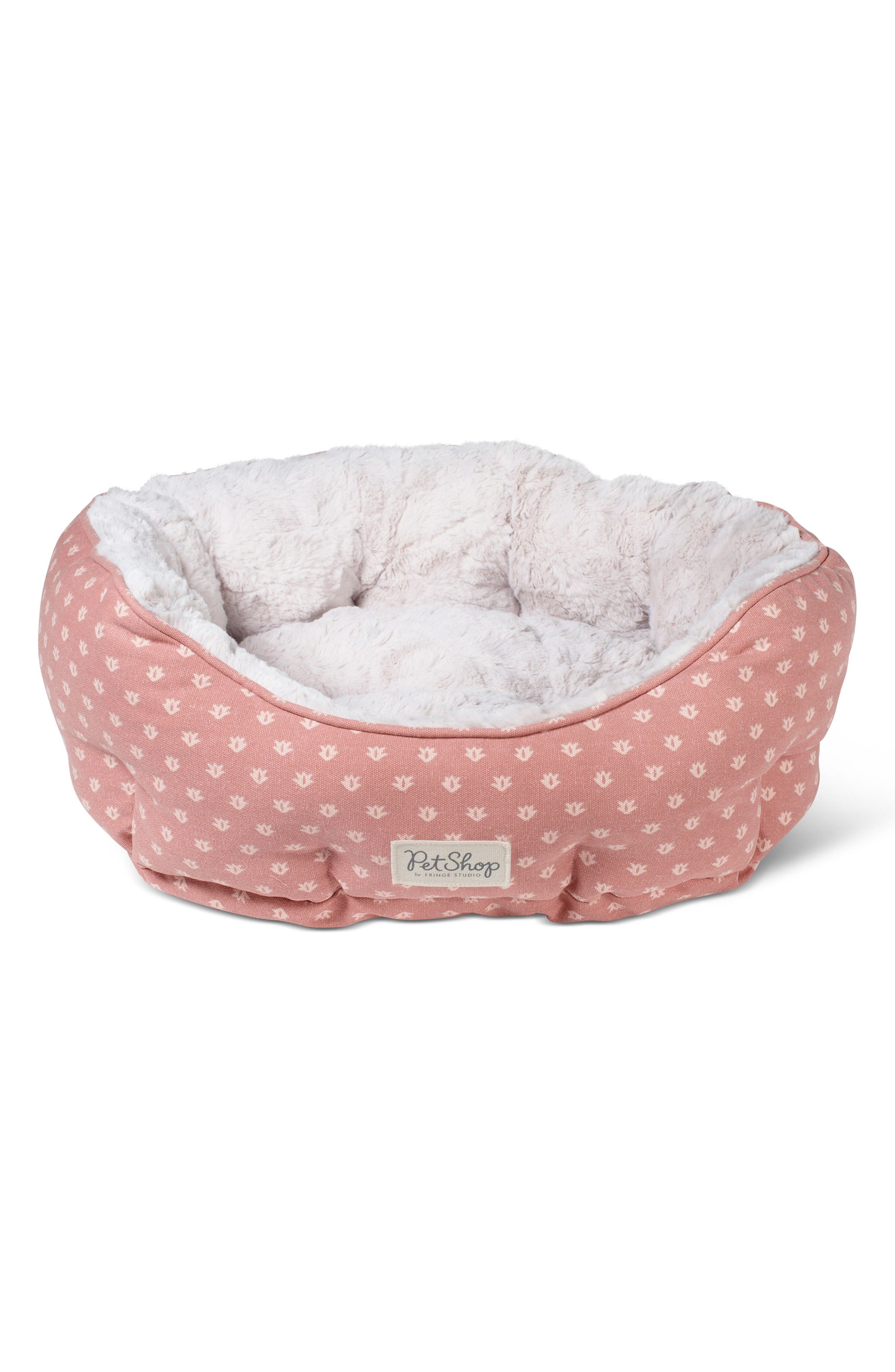 Fringe Studio Small Canvas Round Cuddler Pet Bed in Pink 