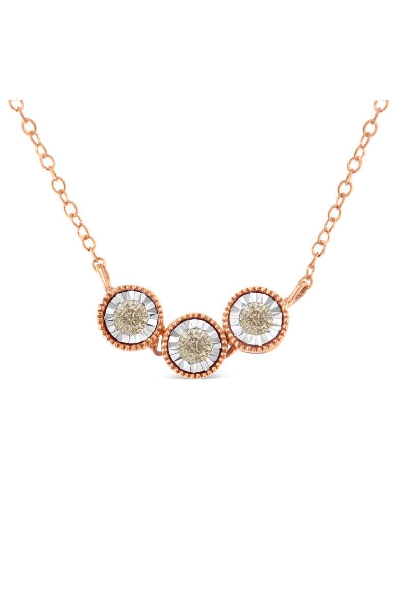 10K Gold Plated Silver 1/4 Cttw Champagne Diamond Triple Circle 18" Necklace, Main, color, White