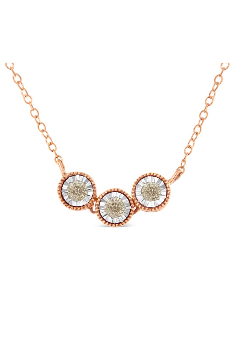Haus of Brilliance 10K Gold Plated Silver 1/4 Cttw Champagne Diamond Triple Circle 18" Necklace, Main, color, White