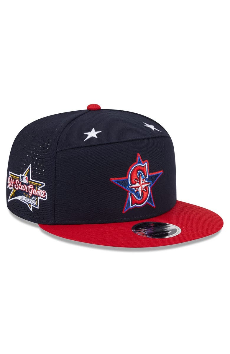 New Era Men's New Era Navy/Red Seattle Mariners 2025 MLB All-Star Game Workout Side Patch 9FIFTY Snapback Hat, Main, color,