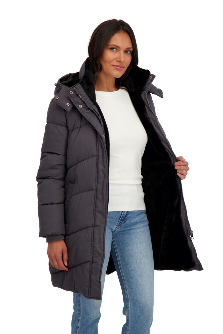 Quilted Hooded Puffer Jacket, Alternate, color, GREY