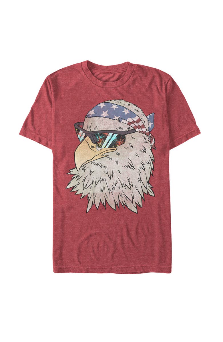 Lost Gods Men's Lost Gods Fourth of July  American Eagle in Bandana  Graphic T-Shirt, Main, color, Red Heather