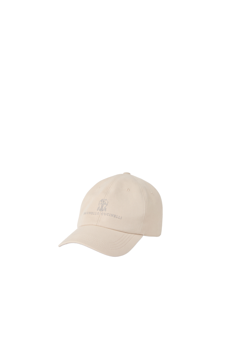 Garment-dyed twisted cotton gabardine baseball cap with embroidered logo, Alternate, color, Beige