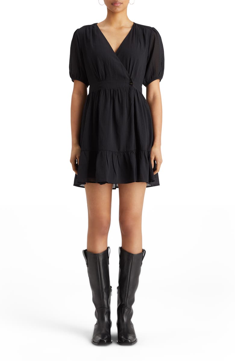 Scotch & Soda Wrap Front Minidress, Main, color, Evening Black