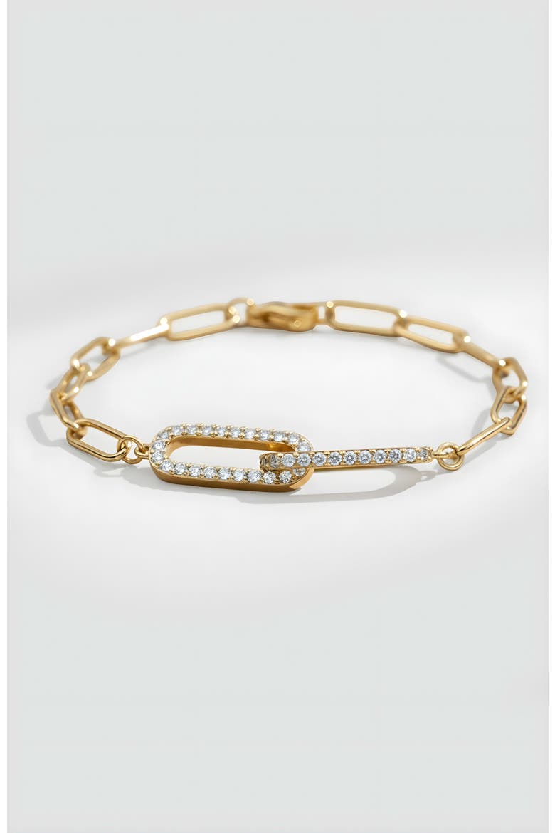 Pave Paperclip Chain Bracelet, Alternate, color, Silver