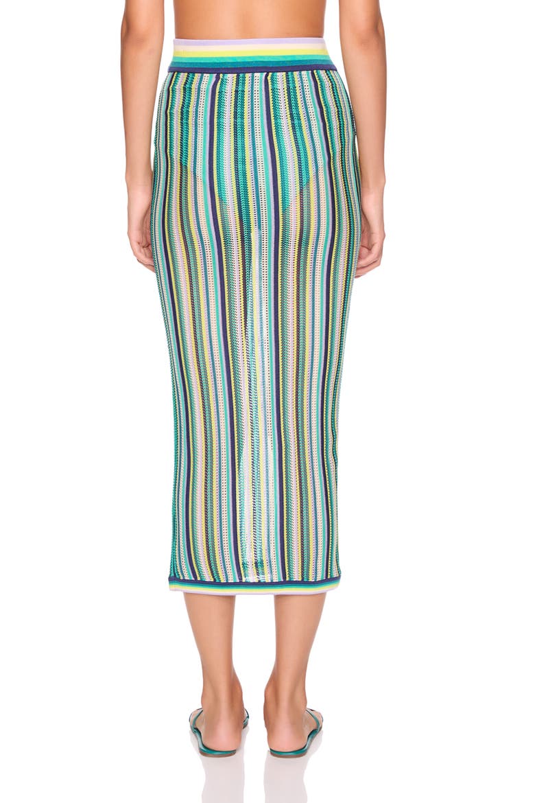 Stripe Open Stitch Midi Sweater Skirt, Alternate, color, NIGHTLIFE/FERN