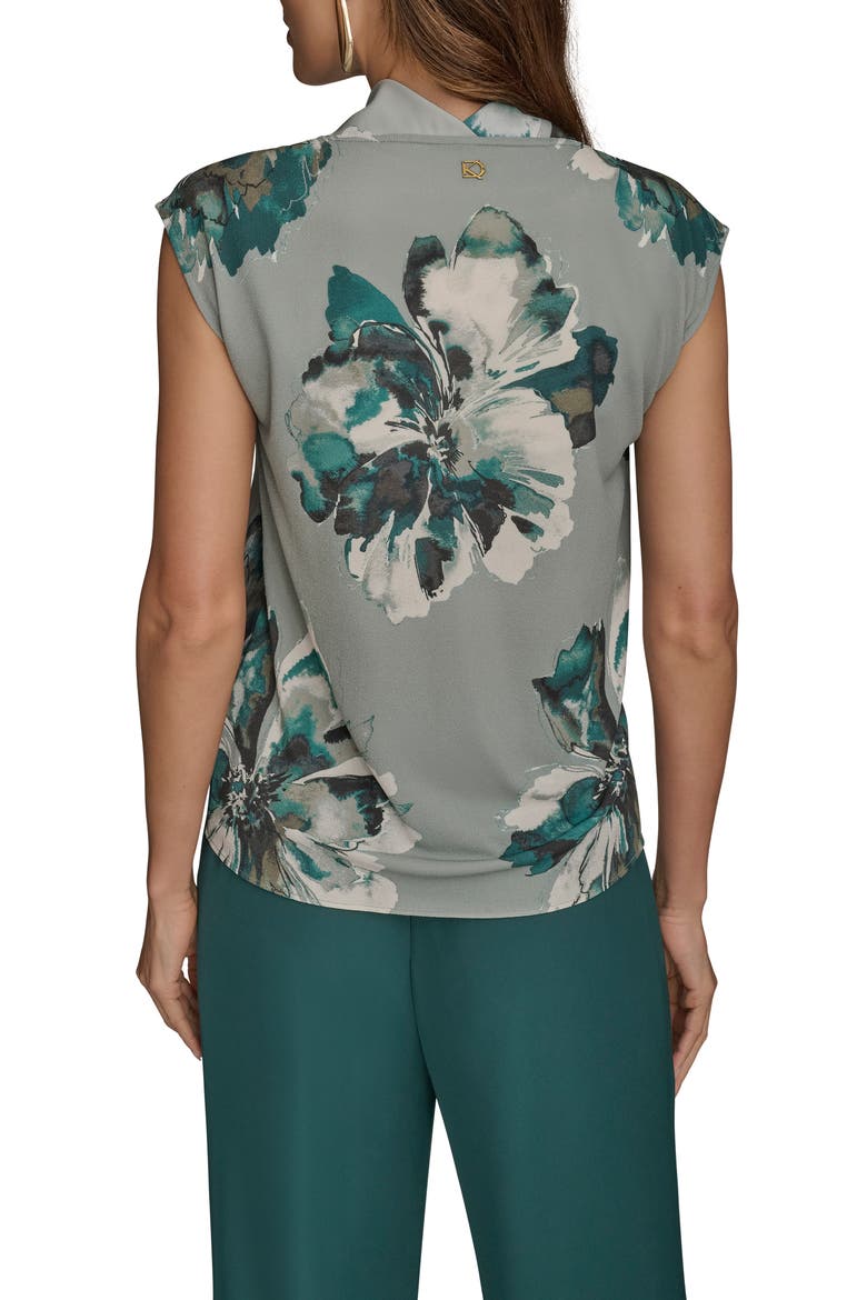 Floral Cowl Neck Top, Alternate, color, WEATHERD SAGE