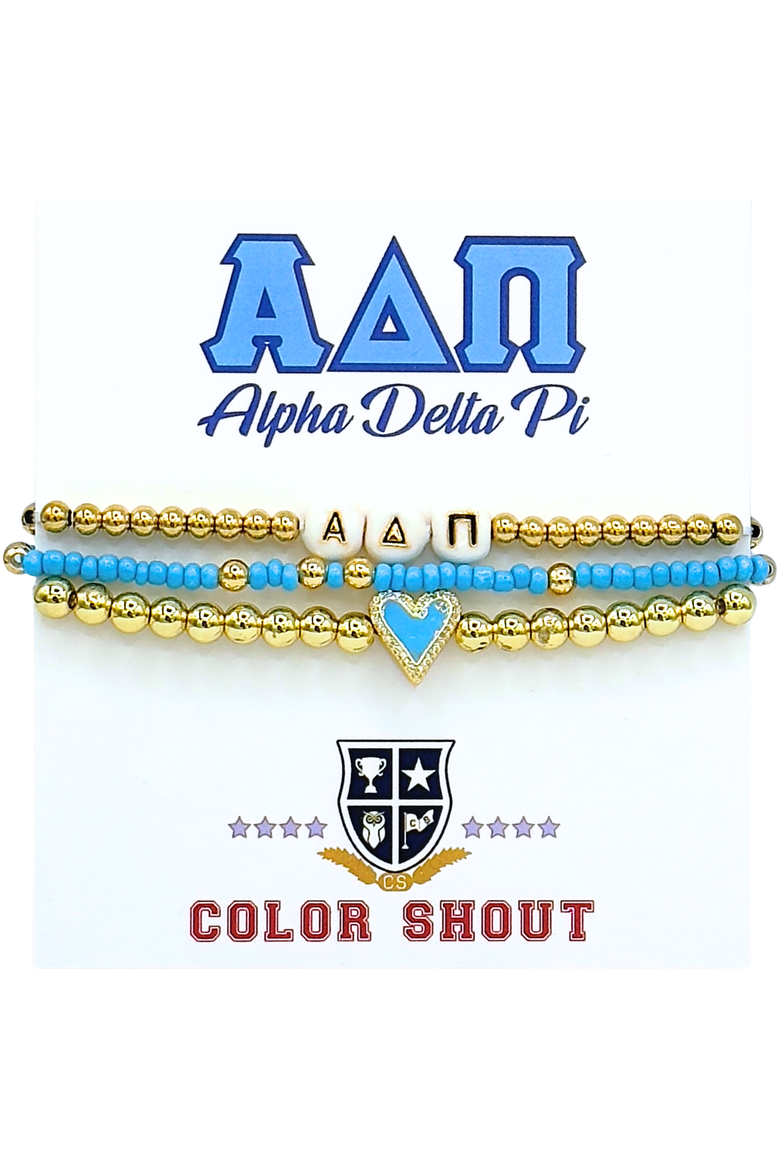 Alpha Delta Pi Love My Sorority Bracelet Stack, Alternate, color, Yellow Gold