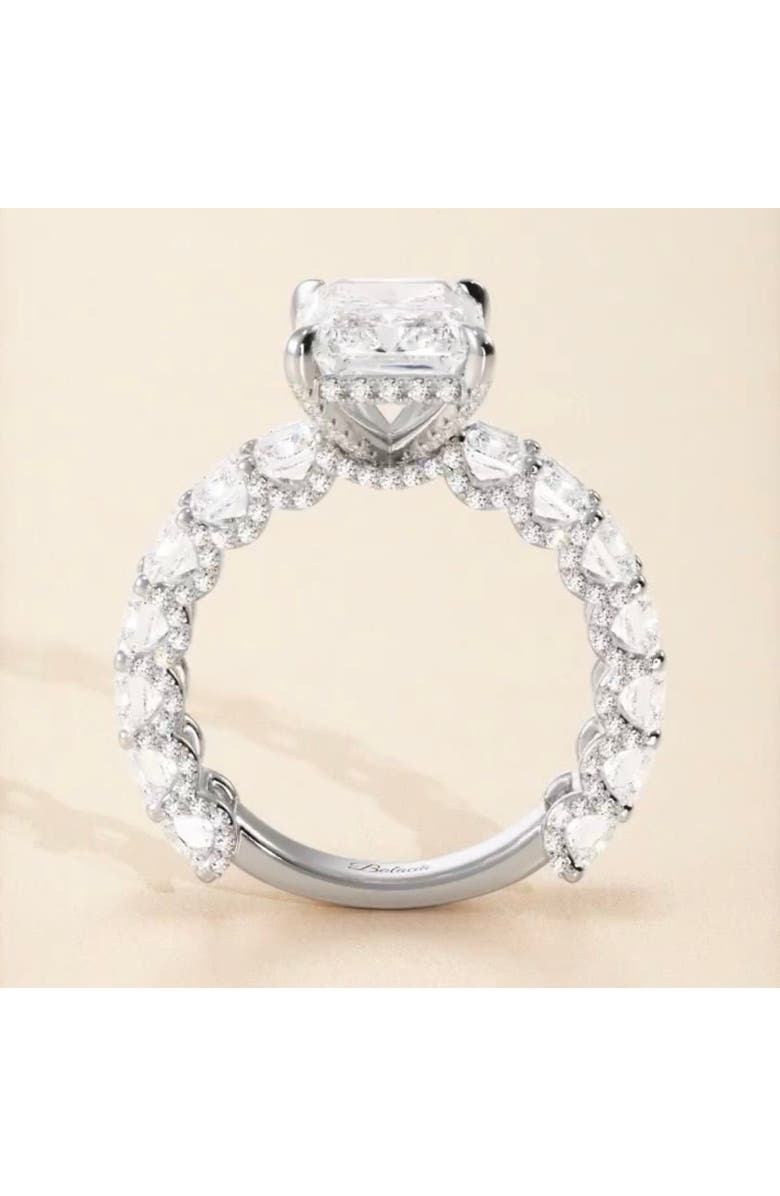 Balacia Radiant Cut Iced Out Engagement Ring with Radiant Cut Side Diamonds, Alternate, color, White Gold