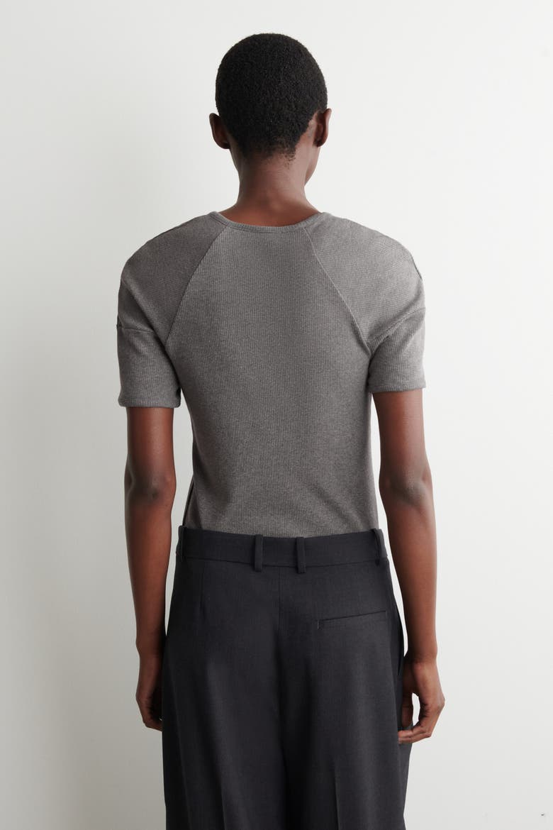 Rounded Ribbed Jersey Henley Top, Alternate, color, GRAY MÉLANGE