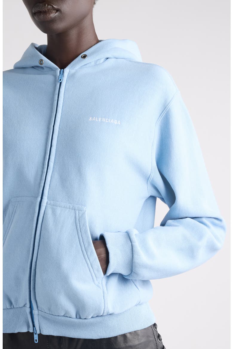 Logo Embroidered Dry Fleece Zip Hoodie, Alternate, color, LIGHT BLUE/ WHITE