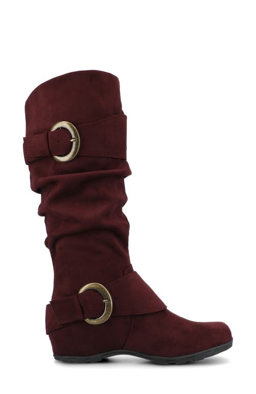 Journee Collection Jester Side Buckle Tall Boot In Burgundy