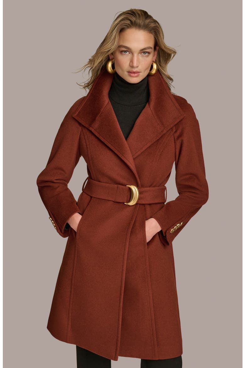 Belted Wool Wrap Coat, Alternate, color, WHISKEY