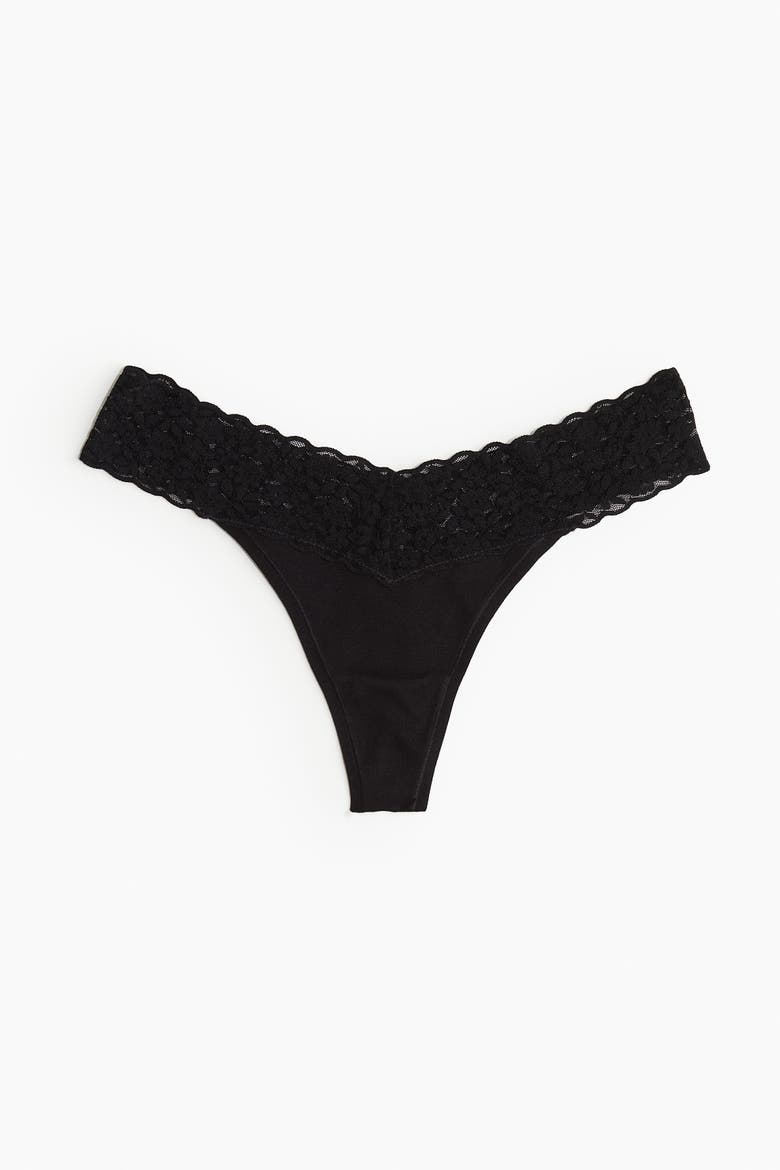 10-pack lace thong briefs, Alternate, color, Black