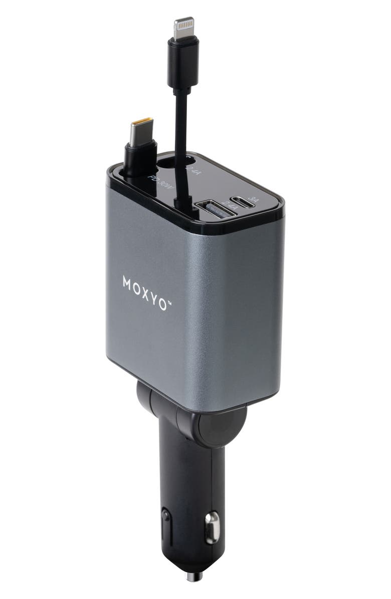 Moxyo Retractable Car Charging Cable, Main, color, Black