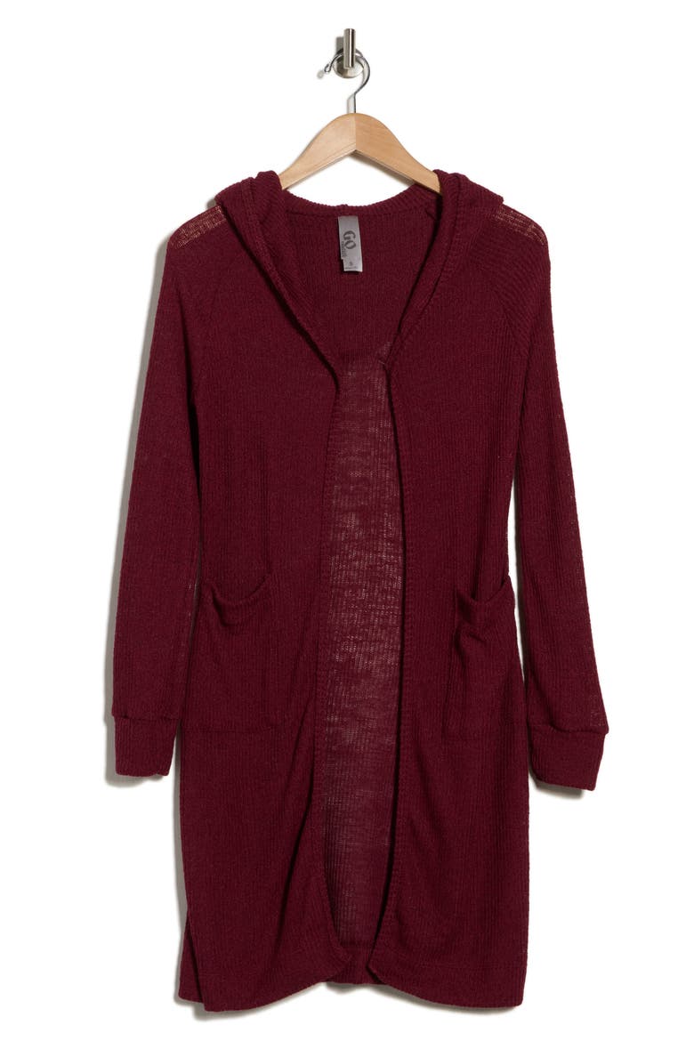 Hooded Sweater Cardigan, Alternate, color, CHILLI OIL