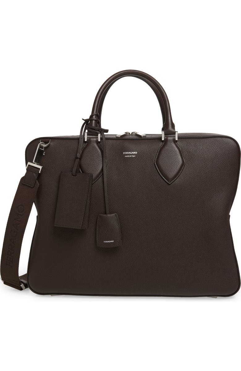 FERRAGAMO Star Leather Tote, Main, color, Testa Di M Testa Di Moro