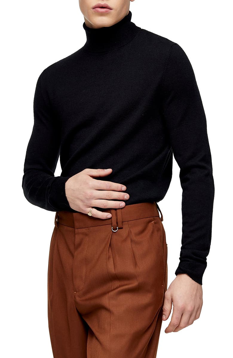 Topman Merino Wool Turtleneck Sweater, Main, color,