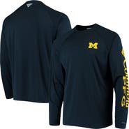 Columbia Men's Columbia Navy Michigan Wolverines Terminal Tackle Omni-Shade Raglan Long Sleeve T-Shirt