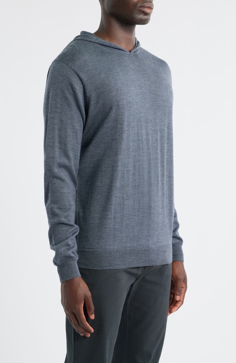 Peter Millar Autumn Crest Merino Wool Blend Hooded Sweater, Alternate, color, Charcoal