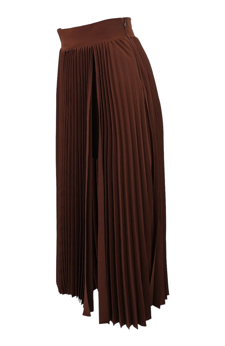 THEO The Label Atlas Pleated High Slit Skirt, Alternate, color, Koffee