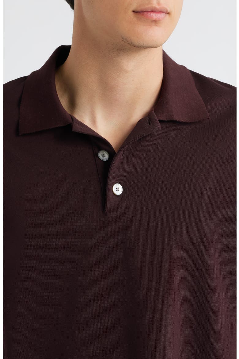 Long Sleeve Piqué Polo, Alternate, color, BURGUNDY