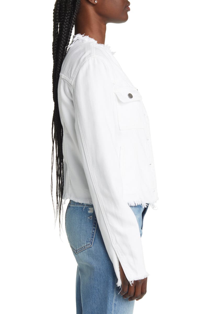 HIDDEN JEANS Fitted Frayed Denim Trucker Jacket, Alternate, color, 