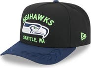 New Era Men's New Era  Black/College Navy Seattle Seahawks 2025 NFL Draft A-Frame 9FIFTY Snapback Hat