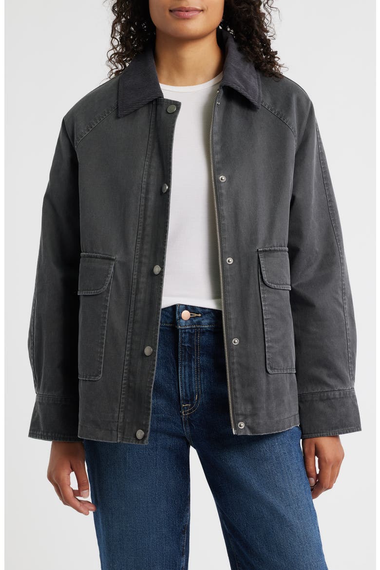 Missy Cotton Blend Barn Jacket, Main, color, GUNMETAL