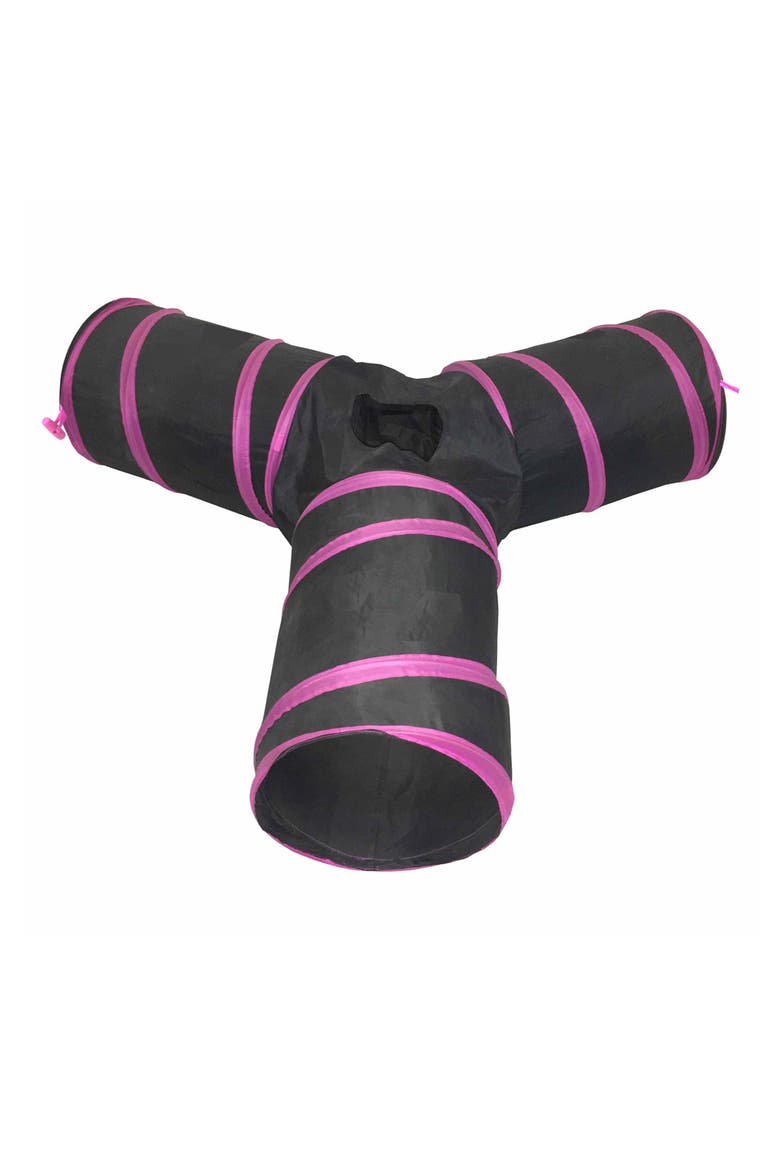 3-Way Kitting-Go-Seek Cat Tunnel, Main, color, PINK/ BLACK