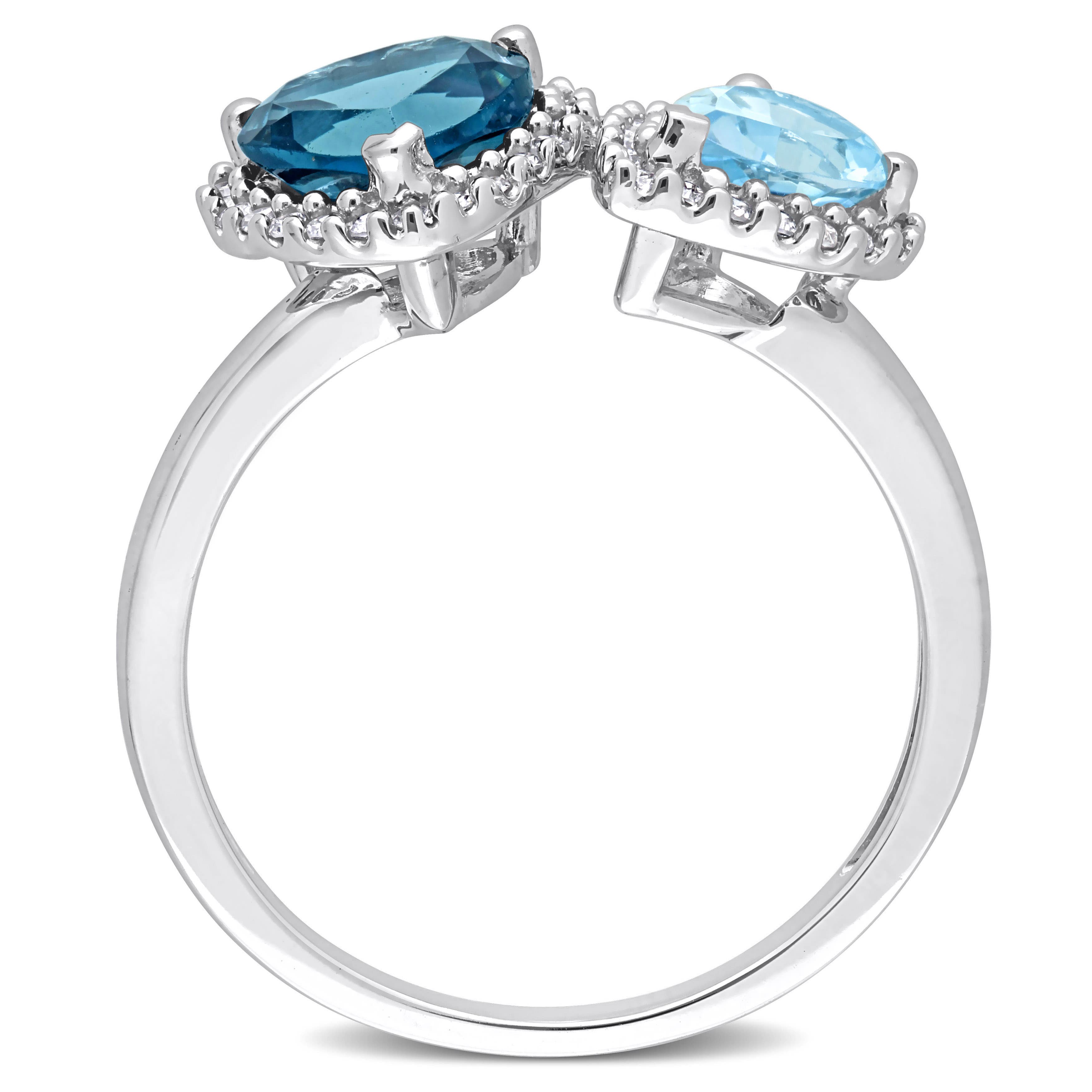 Julianna B. Blue Topaz & Diamond Heart Halo Ring 10k (Women) | Nordstrom