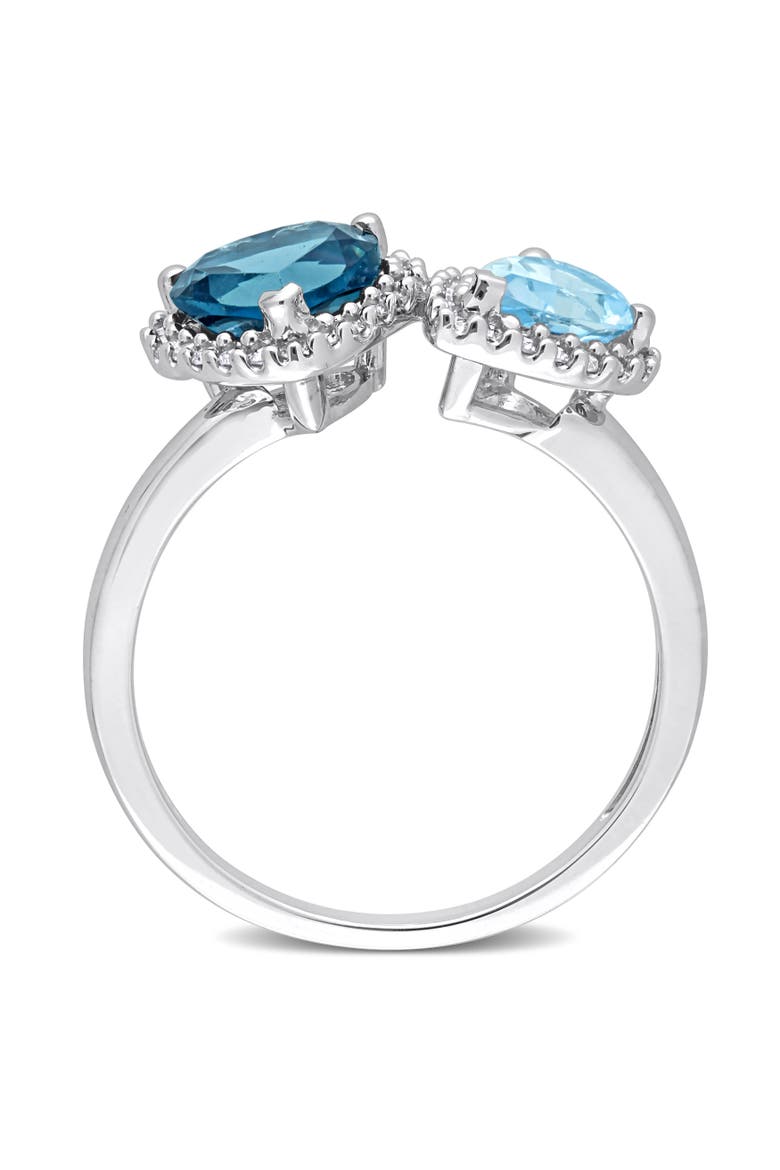 Blue Topaz & Diamond Heart Halo Ring 10k, Alternate, color, Blue Topaz
