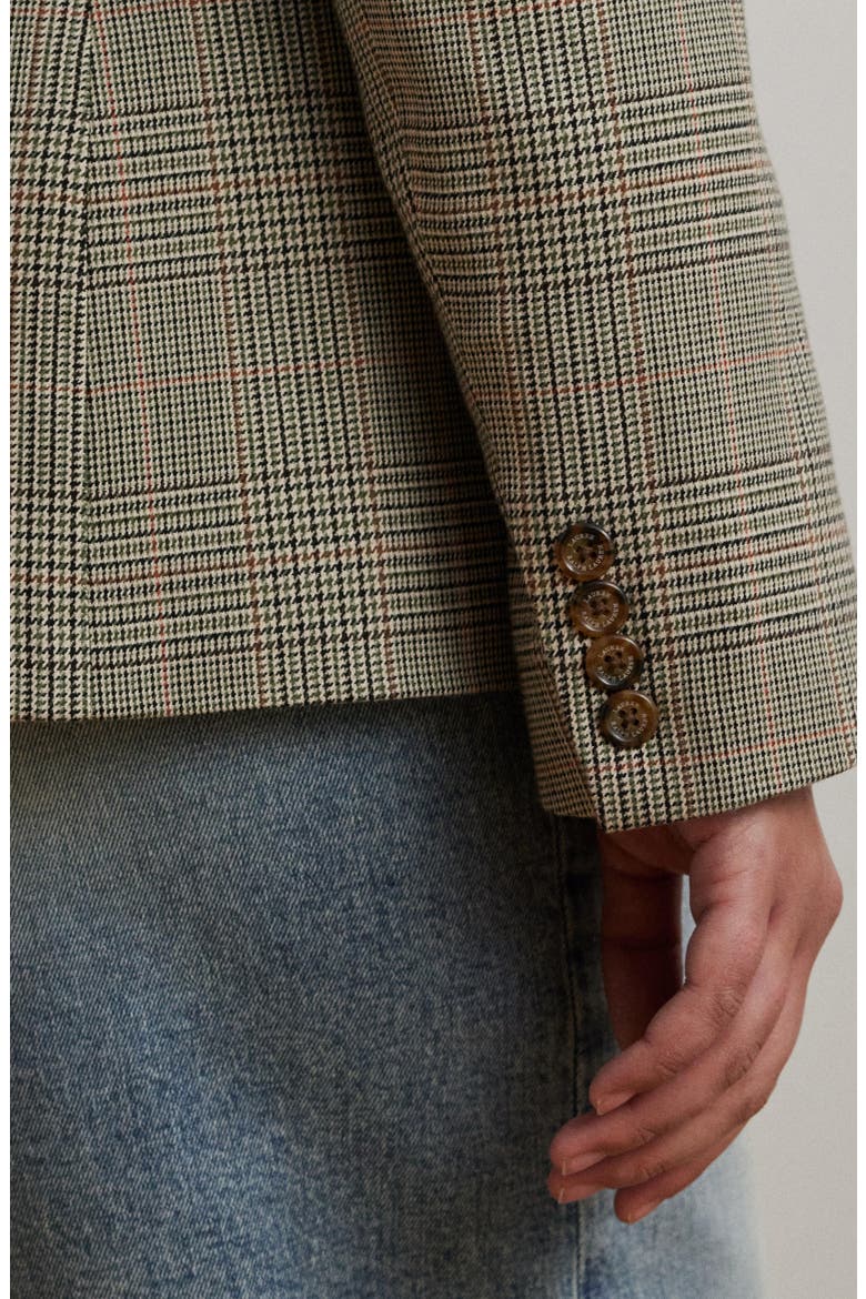Glen Plaid Cotton Blend Twill Blazer, Alternate, color, NAVY/ TAN MULTI