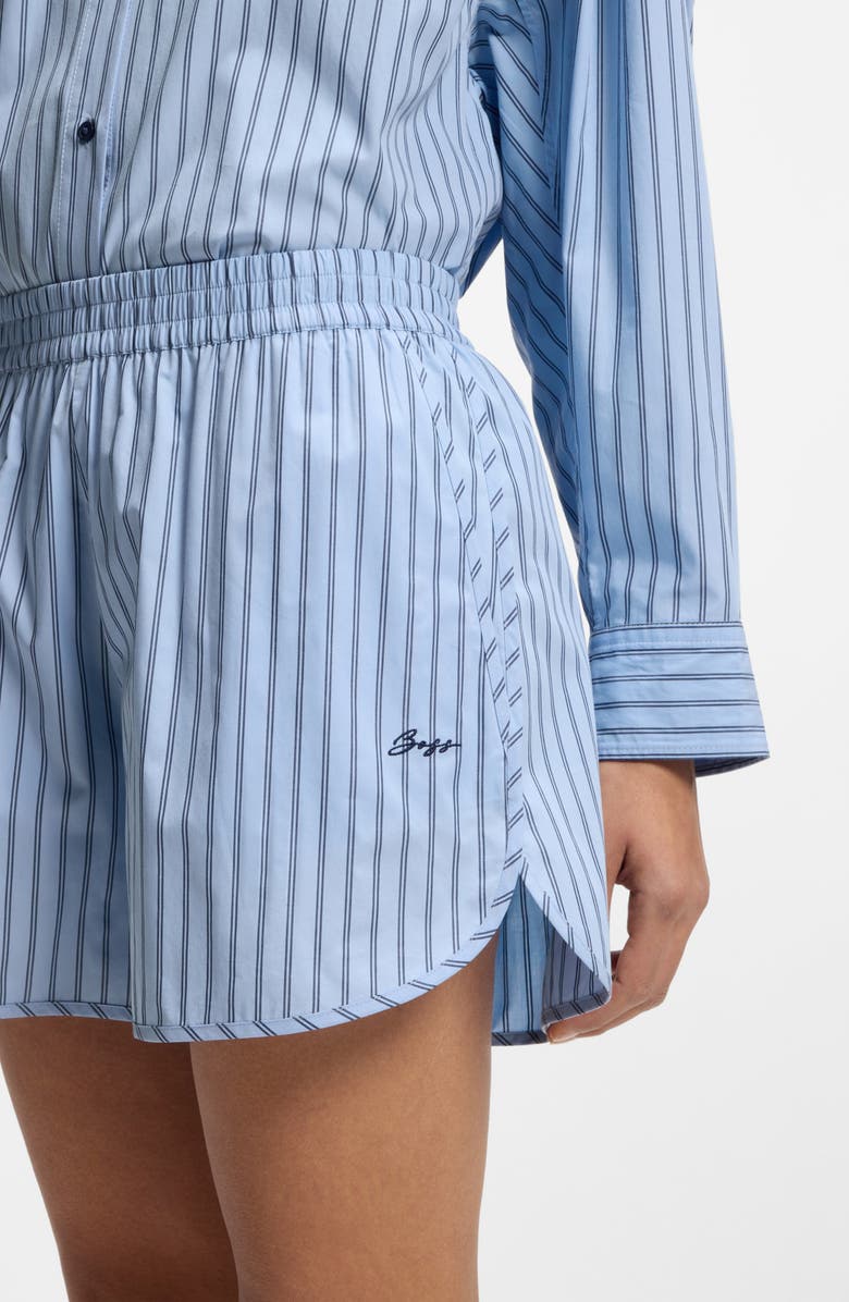 BOSS Orange Tiplyna Stripe Cotton Shorts, Alternate, color, Blue Stripe