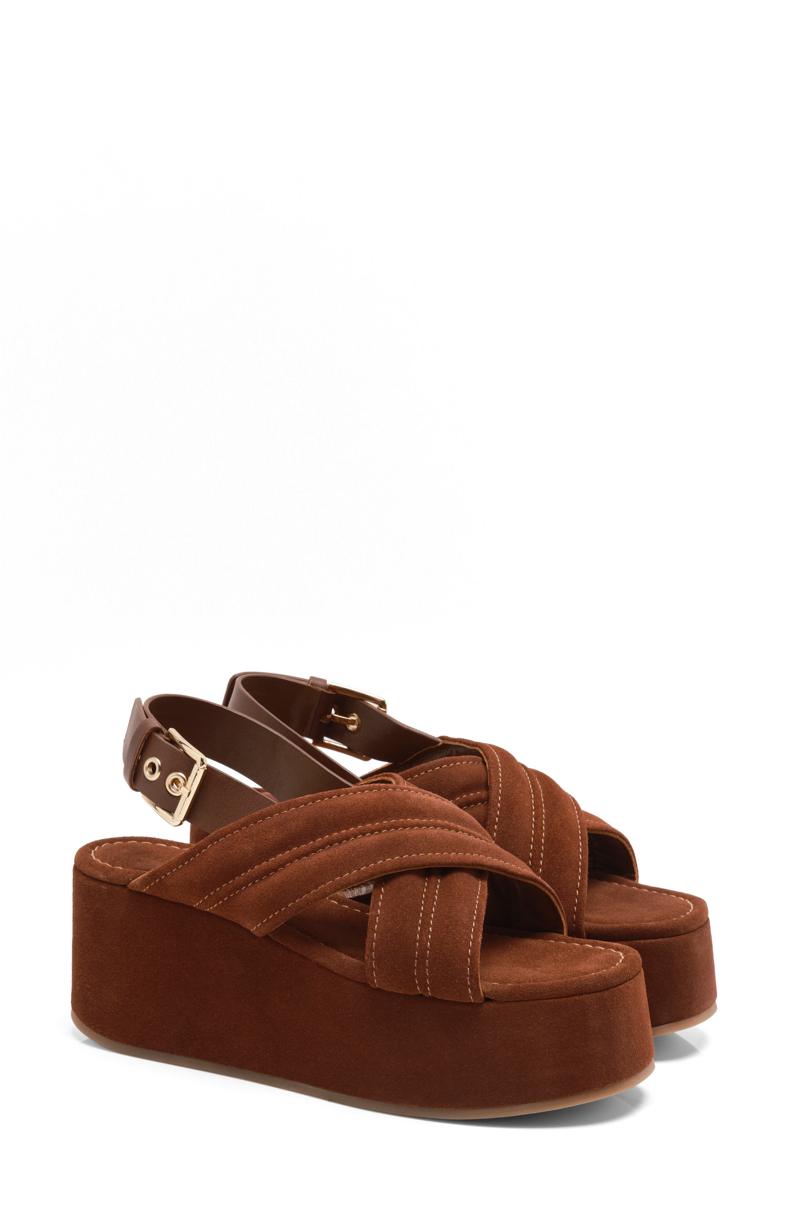 Free People Beach Party Platform Sandal, Alternate, color, Cathay Spice Suede