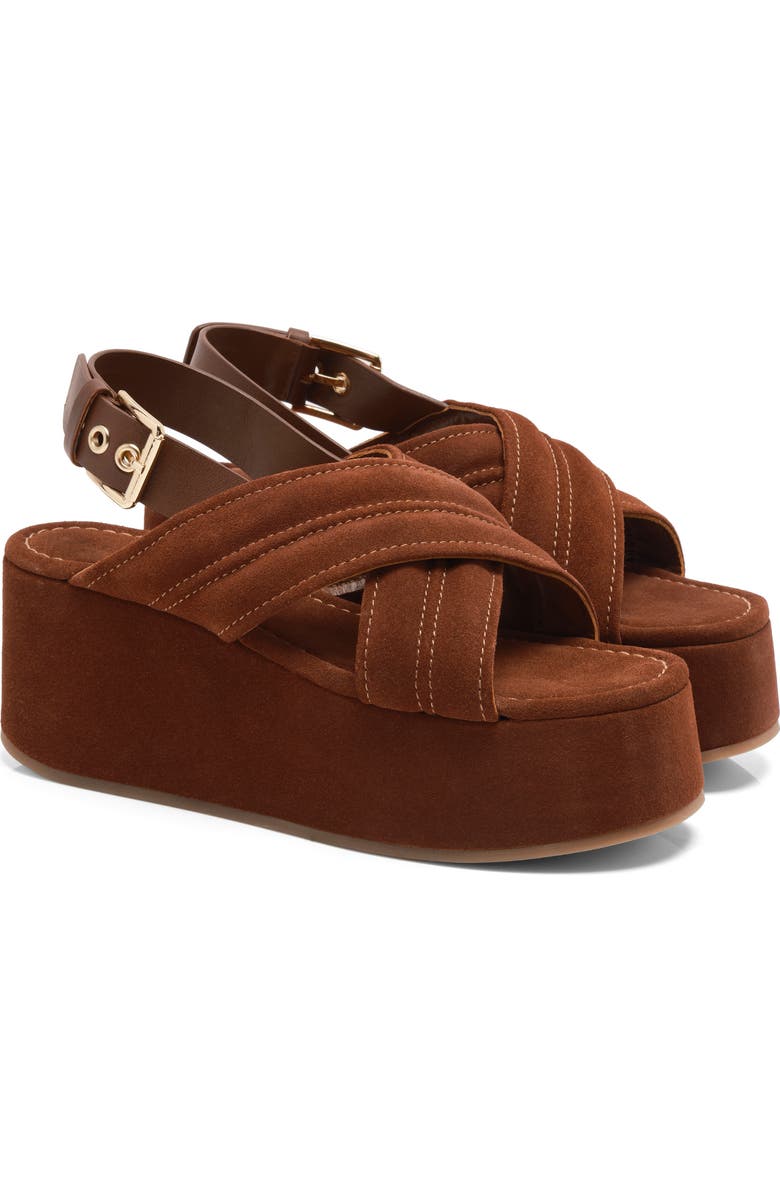 Free People Beach Party Platform Sandal, Alternate, color, Cathay Spice Suede