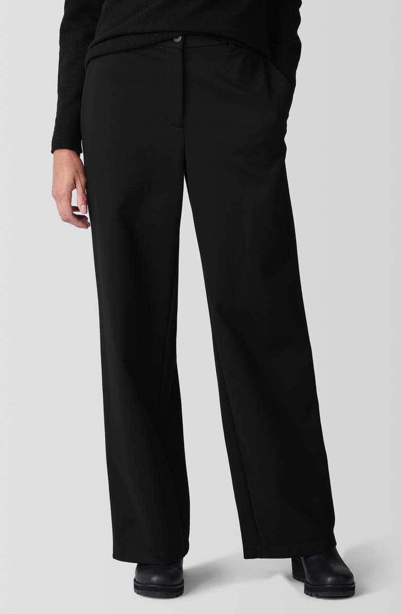 Eileen Fisher Washable Flex Ponte Wide Leg Pants, Main, color, Black