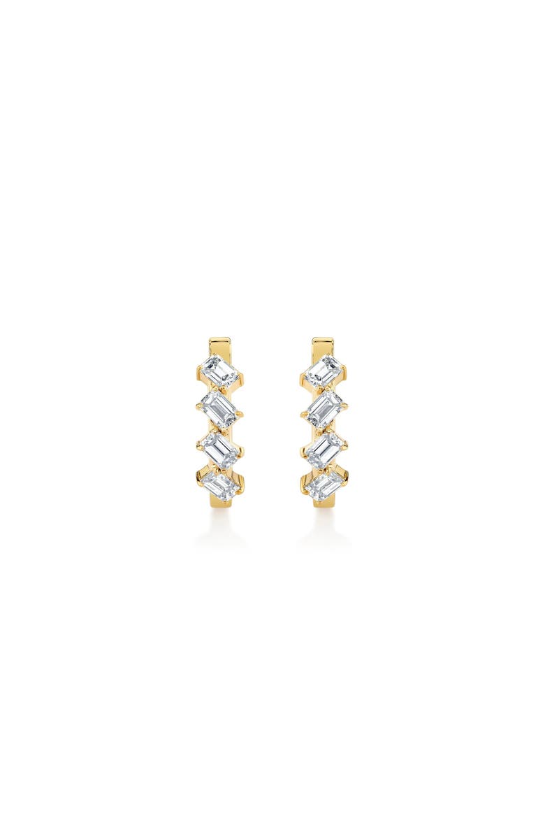 Mini Montage Emerald Cut Diamond Hoops, Alternate, color, 18K Yellow Gold
