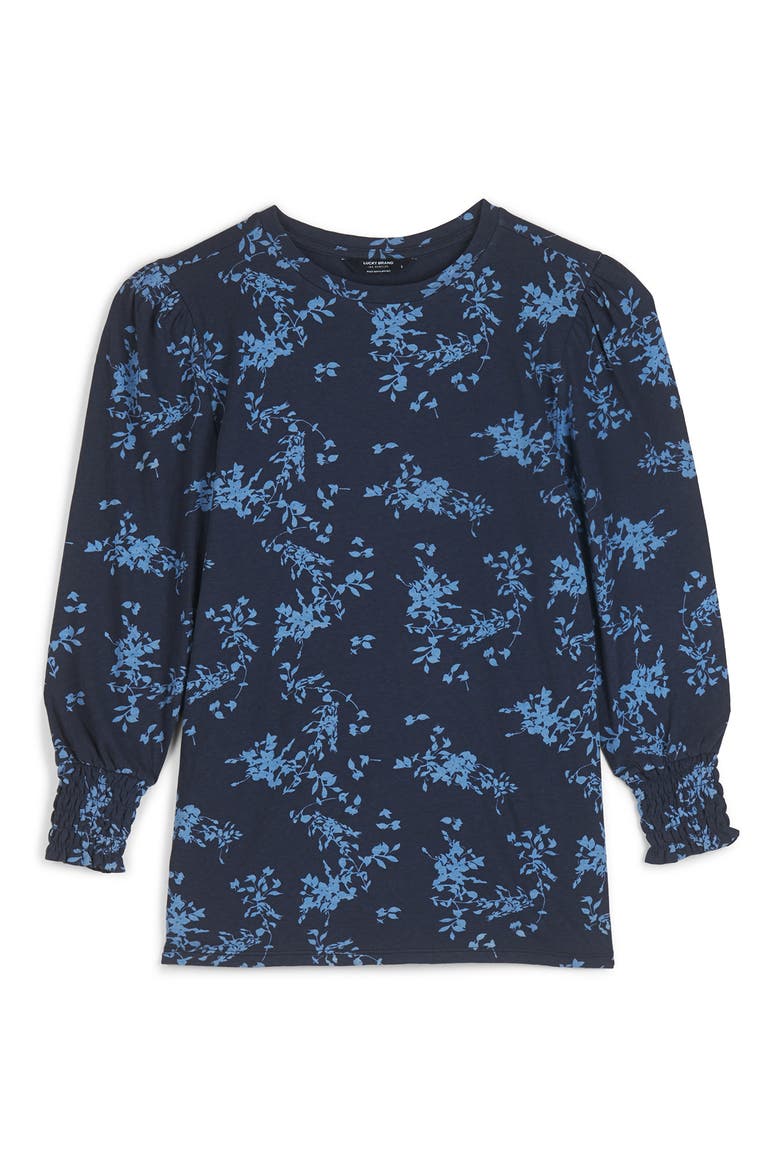Floral Print Blouson Sleeve Top, Alternate, color, BLUE MULTI