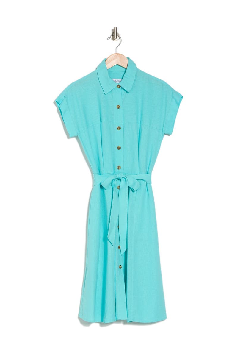 Calvin Klein Linen Blend Shirt Dress, Main, color, 