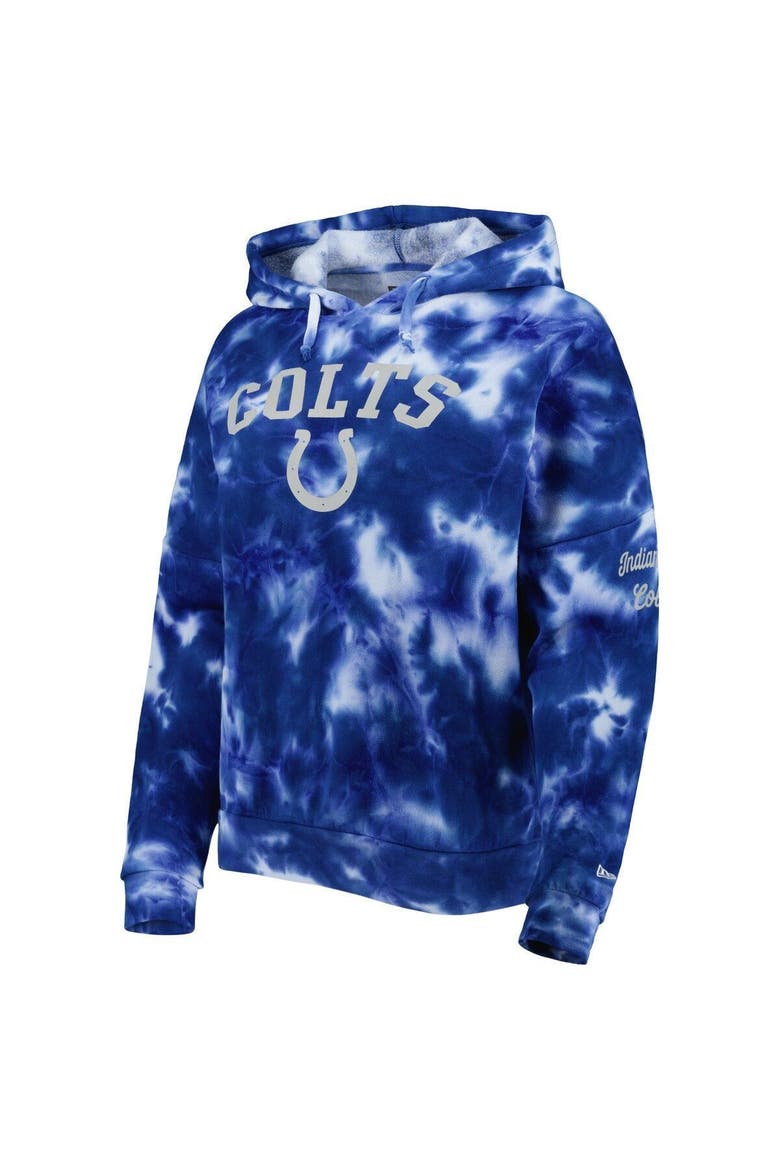 Women's New Era Royal Indianapolis Colts Cloud Dye Fleece Pullover Hoodie, Alternate, color, Royal