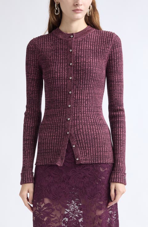Ribbed Wool & Silk Cardigan