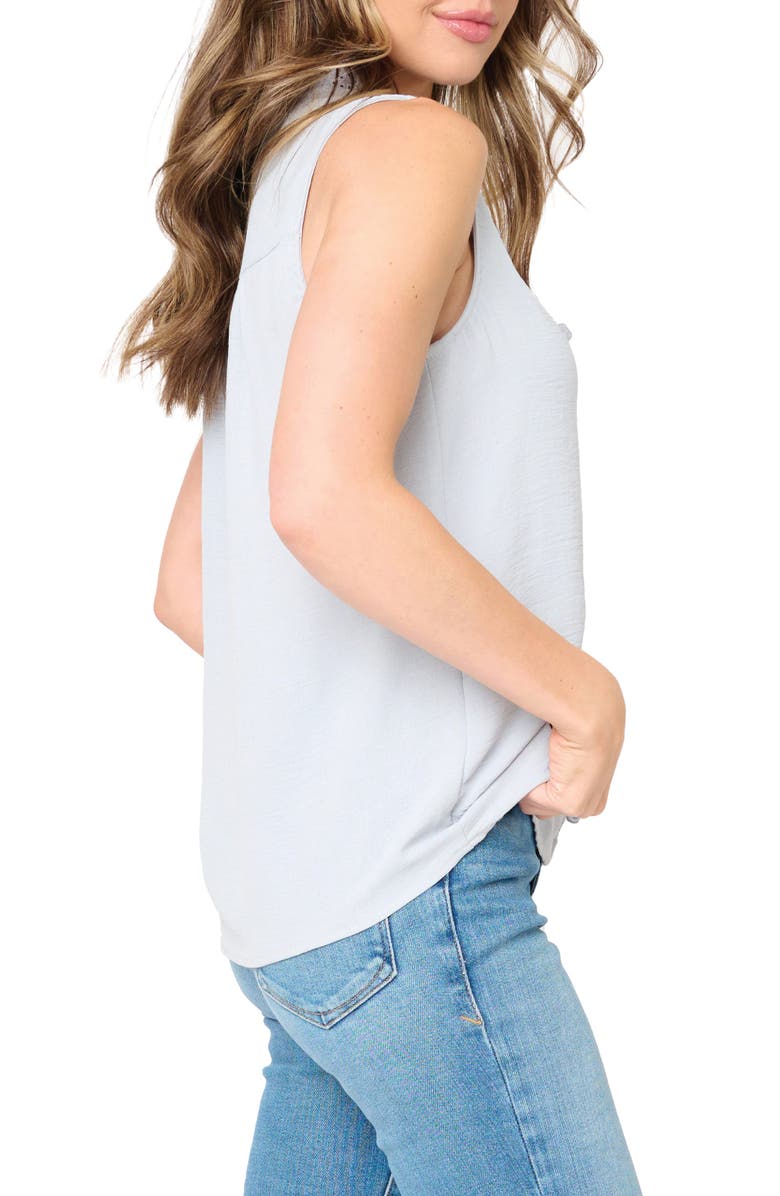 GIBSONLOOK Embroidered Eyelet Trim Button-Up Top, Alternate, color, Sky Blue