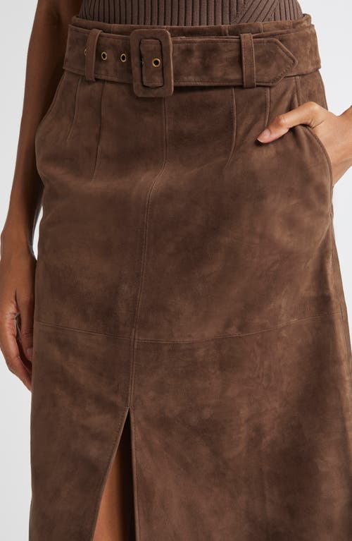 Veronica Beard Alexie Suede Midi Skirt In Brown