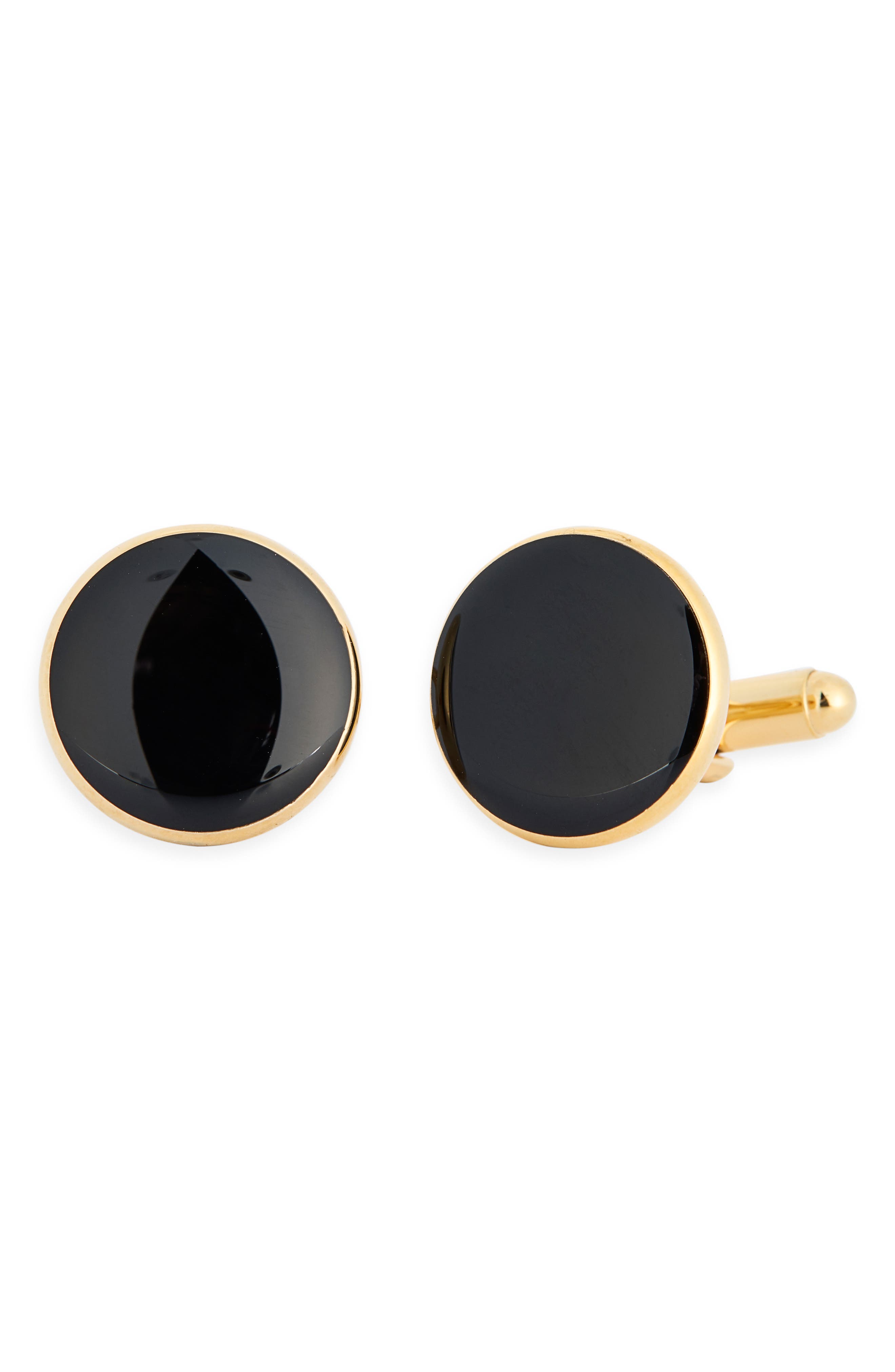 James Michael Black Lacquer Round Cuff Links